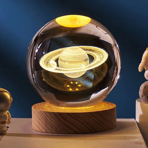 Декоративний 3D нічник Кришталева Куля 8 см · Настільна лампа - світильник з 3D ефектом Галлактика | Зображення 1