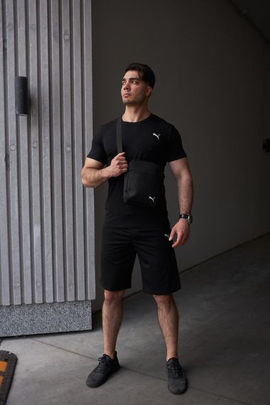 Комплект чоловічий Puma: футболка чорна + шорти чорні + барсетка чорна (9986866539) | Зображення 1