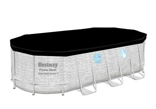 Семейный овальный каркасный бассейн Bestway 56716 549х274х122 см с фильтром и лестницей на 13420 л | Зображення 1