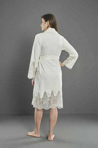 Женский трикотажный халат Nusa 0501 кремовый M | Зображення 2