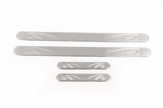 Накладки на пороги OmsaLine (4 шт, нерж) для Toyota Yaris 2010-2020 гг