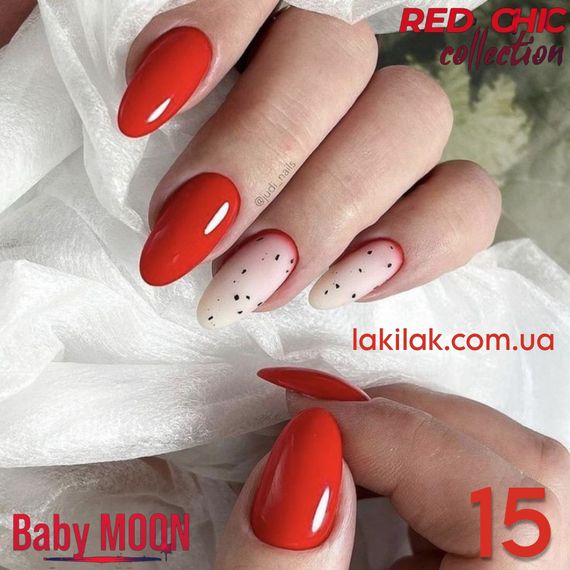 Гель-лак BABY MOON Red Chic №15 насичений морквяний, 6 мл