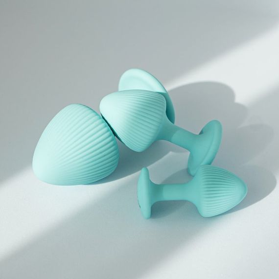 Набір анальних пробок з рельєфом UPKO The Mushroom силіконові, блакитні, 3 шт. sexstyle | Зображення 3