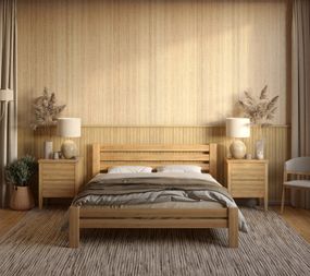 Двоспальне ліжко Mebigrand Прем'єра Горіх світлий 140х190 см (MBG-2093)