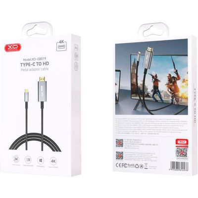 Кабель мультимедийный USB-C to HDMI 1.8m GB019-CHDMI XO (GB019-CHDMI.tranish) | Зображення 2