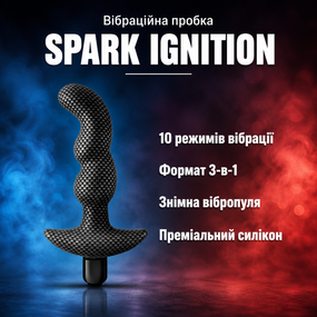 Анальна пробка вібратор масажер простати SPARK IGNITION PRV-02 CARBON FIBER — силіконова, 10 режимів
