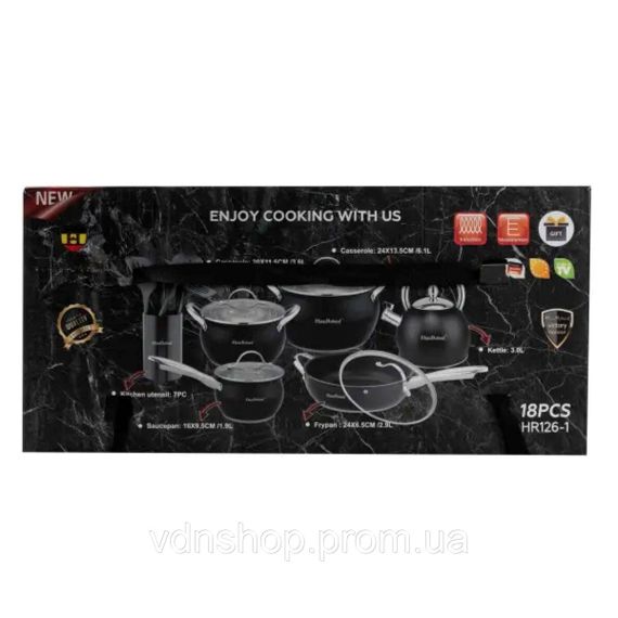 Набір посуду для приготування з нержавіючої сталі 12 предметів, чорний HP33548 | Зображення 8