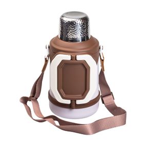 Термос Vacuum Cup 1.5 літра з ремінцем і складною ручкою коричневий HP-14-21V