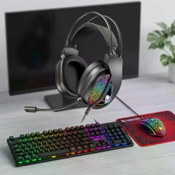 Ігровий комплект Gaming Combo 4-in-1 T-Wolf TF-400 чорний • Геймерський набір клавіатура, миша, навушники та килимок для ПК | Зображення 4