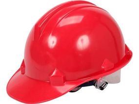 Каска для захисту голови VOREL червона з матеріалу HDPE VR-74174
