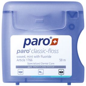 Зубна нитка paro® CLASSIC- FLOSS, вощена, з м’ятою та фторидом, 50 м