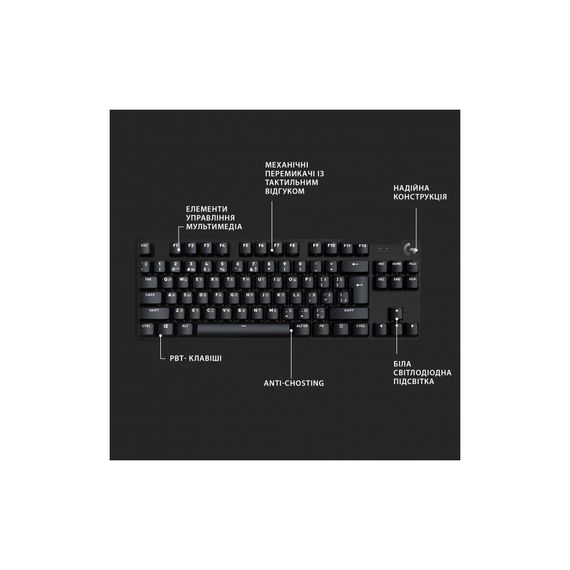 Клавіатура Logitech G413 TKL SE Mechanical Tactile Switch USB UA Black (920-010446) | Зображення 5