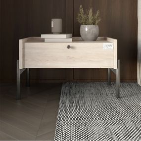 Тумба приліжкова LION Wood з однією шухлядою Самоа Димчастий (чорні ножки) (LION-041331)