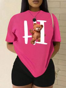 Футболка женская с принтом повседневная S Розовая