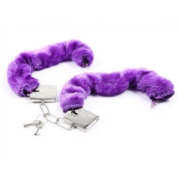 Наручники металеві DS Fetish з фіолетовим хутром | Зображення 1