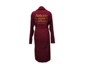 Халат женский махровый натуральный красный с вышивкой 72 (00211)