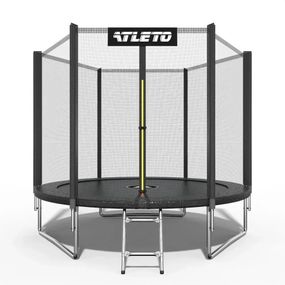 Батут дитячий Atleto 312 см із захисною сіткою і драбиною для дому та дачі чорний 42400472