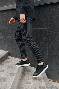 Штани смужки чорні чорний S M