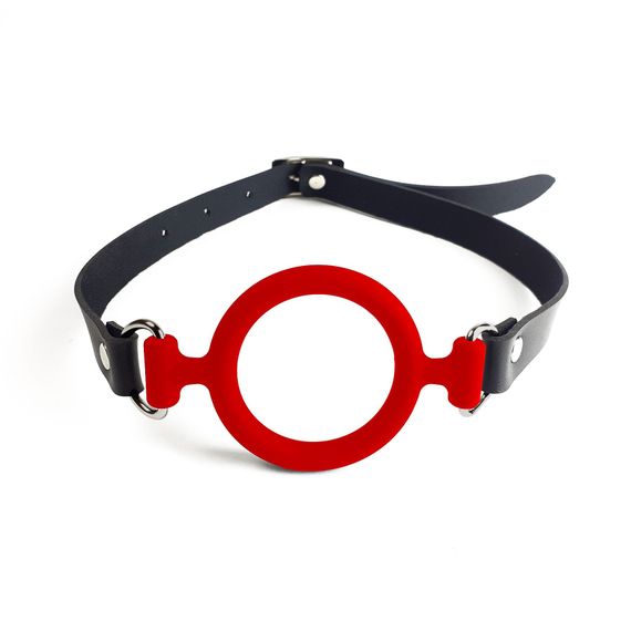 Кляп-розширювач силіконове кільце Art of Sex – Gag ring, червоний, натуральна шкіра | Зображення 1