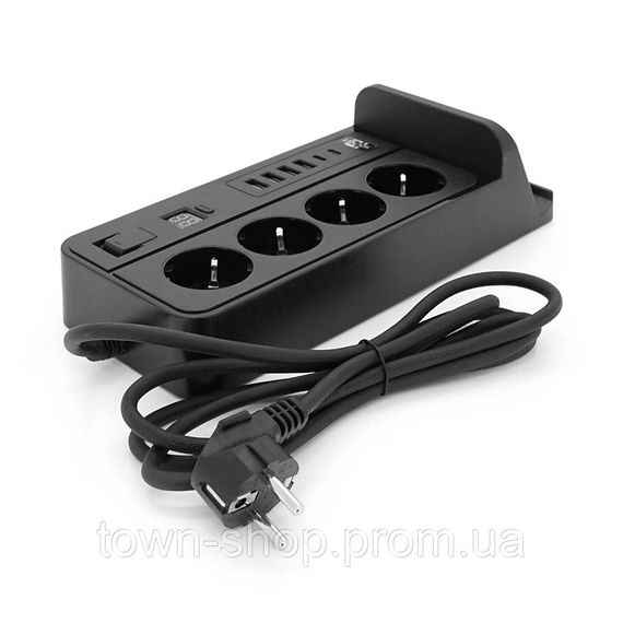 Сетевой фильтр G12H, 4 Socket + 4 USB 3,2А + 2 Type-C + беспроводная зарядка + таймер, 2м, Black, Box | Зображення 4