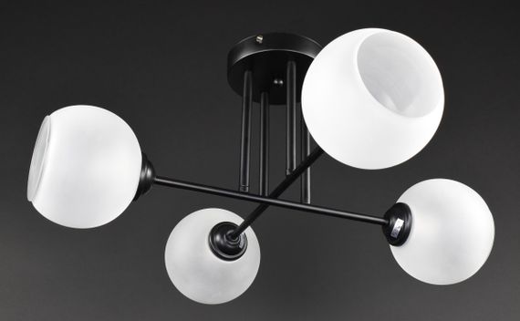 Люстра стельова на 4 лампочки 27417 Чорний 25х55х55 см. | Зображення 2