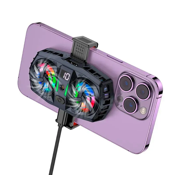 Кулер для охолодження для мобільного телефону Hoco GM36 | смартфона на IOS Android Андроїд |4.5-7" затискач| Чорний | Зображення 7