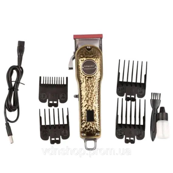 Машинка для стрижки Sokany SK-LF-9976 аккумуляторная с 4 насадками и USB золото | Зображення 2