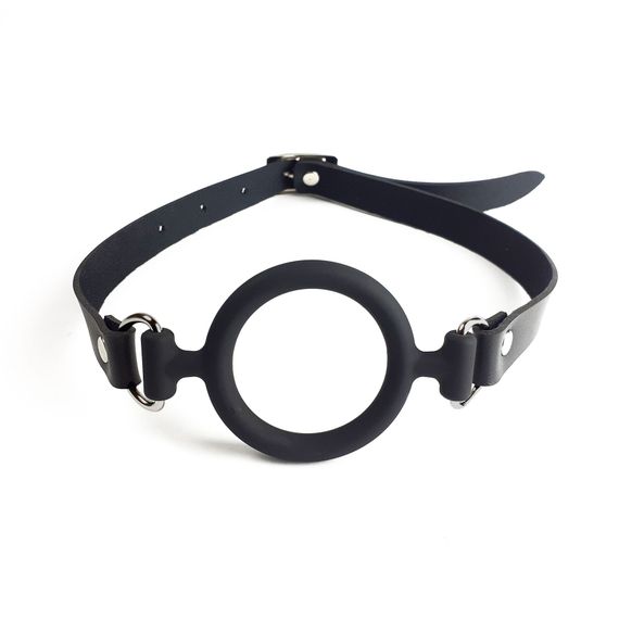 Кляп-розширювач силіконове кільце Art of Sex – Gag Ring, чорний, натуральна шкіра | Зображення 1