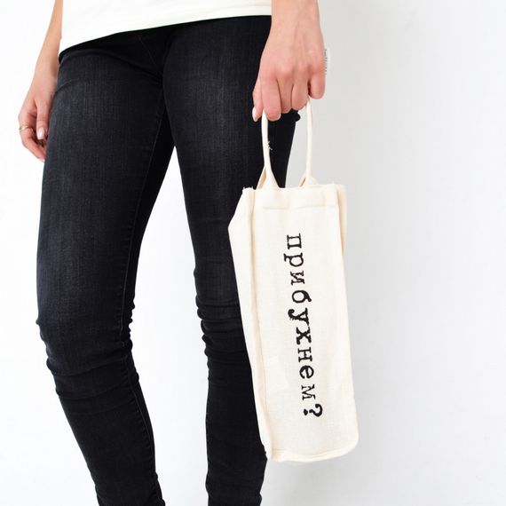 Экосумка для бутылок 4Profi  "Прибухнем" двунитка (хлопок) белая 15445 | Зображення 1