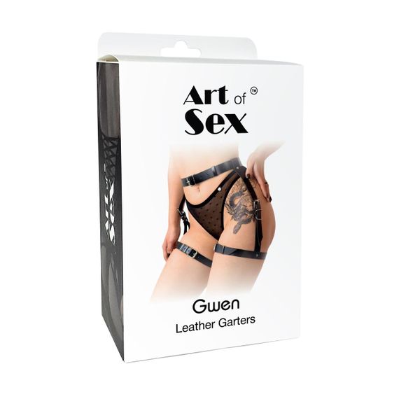 Сексуальные гартеры Art of Sex - Gwen из натуральной кожи, размер XS-2XL, цвет черный | Зображення 3