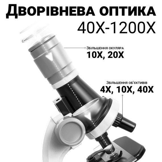 Дитячий науковий набір: мікроскоп OEM 1012A-1+ біологічні мікропрепарати, Білий | Зображення 6
