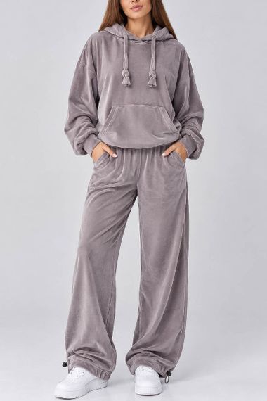 Спортивний костюм жіночий велюровий, колір світло-пудровий, 241R2001-20