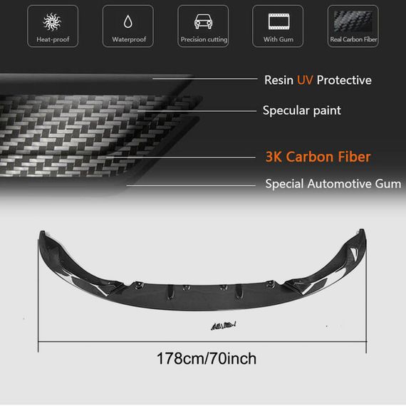 Накладка на передній бампер Lip V4 (для F82/F83, Карбон) для BMW 4 серія F-32 2012-2020 рр | Зображення 4