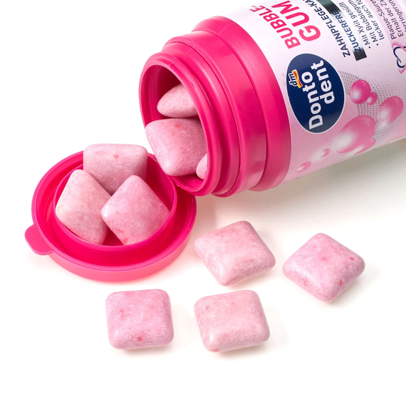 Детская жевательная резинка бабл гам без сахара Dontodent Kaugummi, Bubblegum, 25 St | Зображення 1