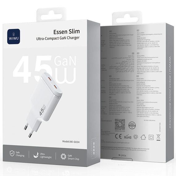 СЗУ WIWU G034 Essen PD45W GaN (2USB-C) White | Зображення 5