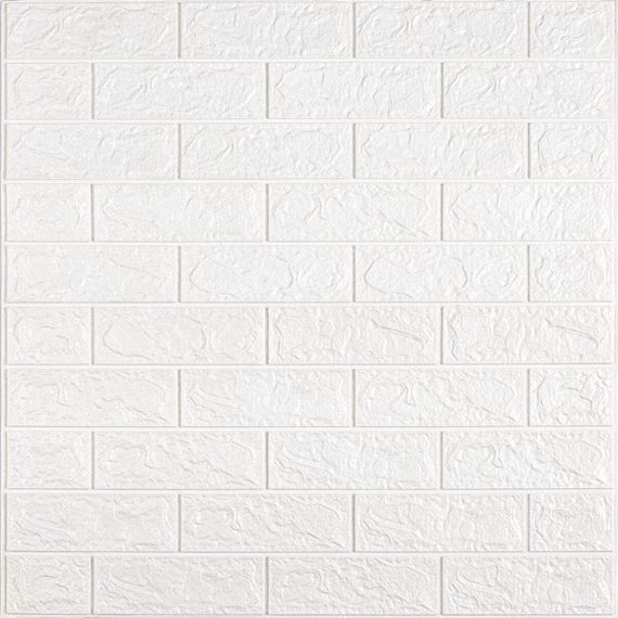 3D панель самоклеюча цегла Білий 700х770х5мм (001-5) SW-00000029
