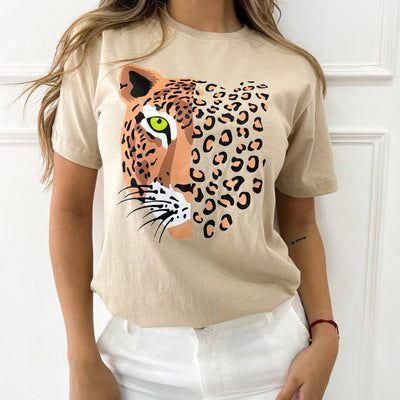 Футболка женская с принтом повседневная М Бежевая