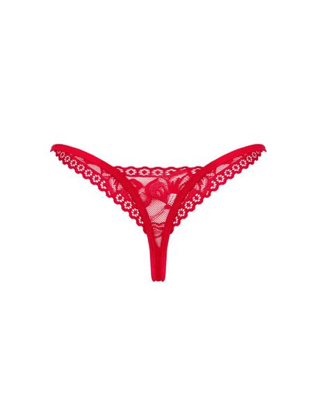 Мереживні стрінги Obsessive Lacelove thong XL/2XL Red, низька посадка Sex Aura | Зображення 3