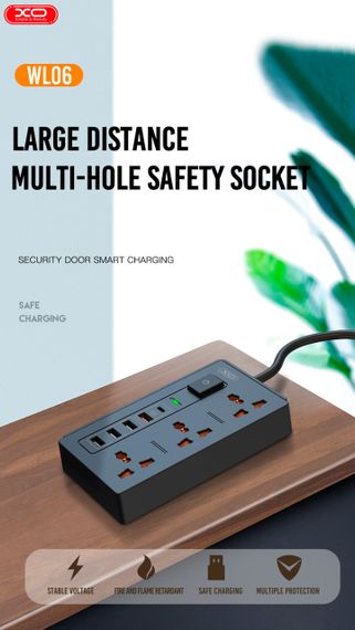 Мережевий подовжувач 3 розетки/4USB/PD/QCXPRO WL06 UK 1.8м чорний (MAW-44069_817) | Зображення 8