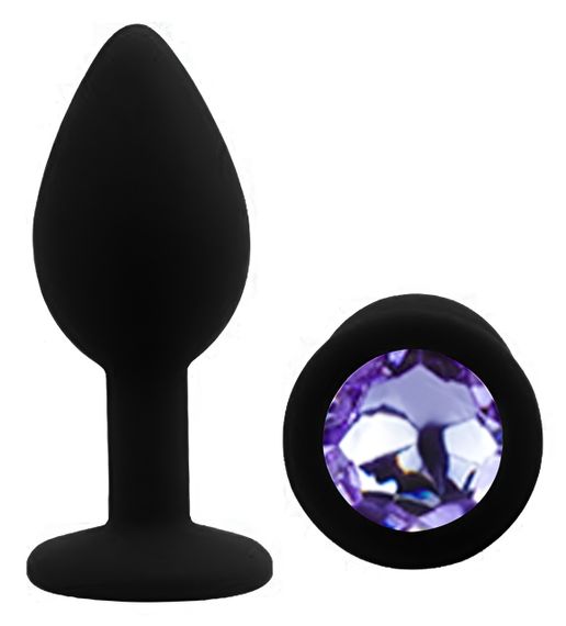 Силіконова анальна пробка EGZO - Silicone Black Round Plug Amethyst, size S Sex Aura | Зображення 1