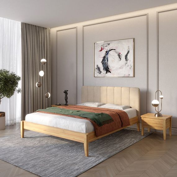 Двоспальне ліжко Mebigrand Лондон ДК Горіх світлий/Аляска 23 180х190 см (MBG-1456)