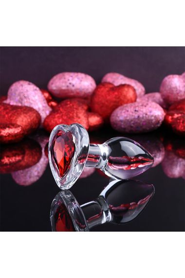 Скляний анальний затор ADAM ET EVE RED HEART GEM GLASS PLUG SMALL | Зображення 5