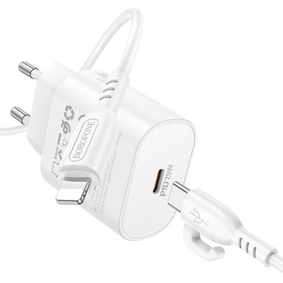 Сетевое Зарядное Устройство Borofone BA82A 1USB-C PD/QC 25W+Type-C to Lightning | Зображення 5