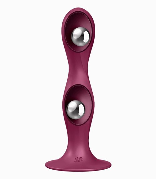 Фаллоимитатор вагинально-анальный с утяжеленными шариками Satisfyer Double Ball-R, бордовый Sex Aura | Зображення 2