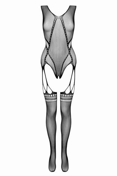 Бодістокінг з імітацією панчіх і відкритим доступом , чорний, One Size Sex Aura | Зображення 3