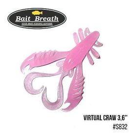 Силіконова приманка, Їстівний силікон Bait Breath Virtual Craw 3,6'' (8 шт.) (S832 Grow Pink ／Keim light (UV))