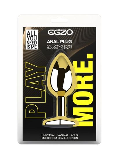 Анальна пробка EGZO Gold Round Plug S із зеленим кристалом, металева, для тривалого носіння Sex Aura | Зображення 3