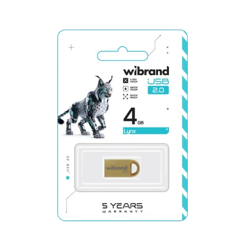 Флешка 4Гб USB 2.0 золотий lynx Wibrand | Зображення 1