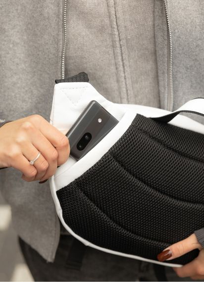 Большая женская поясная сумка бананка Sambag DynamicDart белая 38×21×7 см (80411008) | Зображення 7