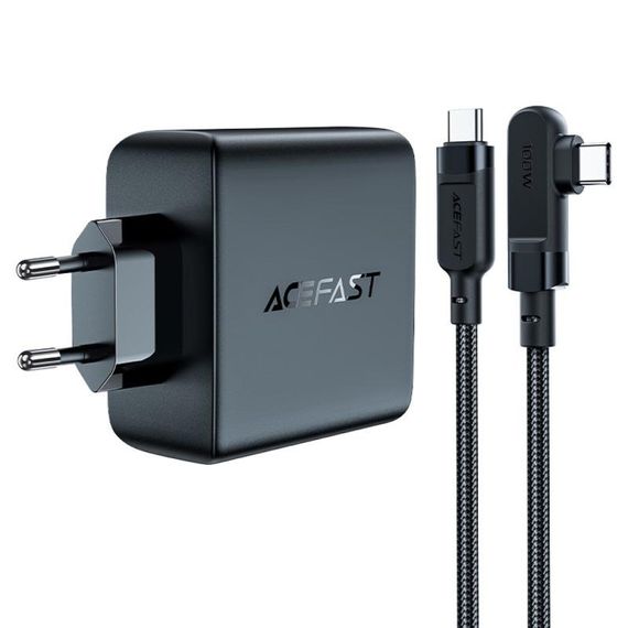 МЗП Acefast A37 PD100W+QC3.0 GaN (1USB-A/3C) + кабель Type-C to Type-C 2m Black | Зображення 1